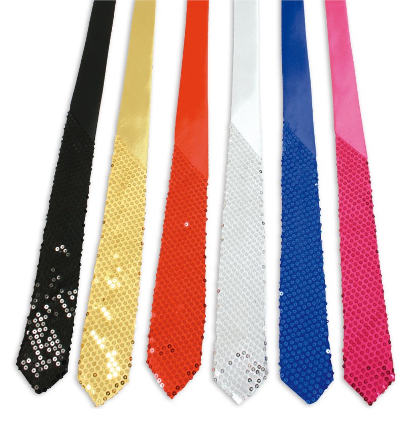 Paillettenkrawatte edel in verschiedenen Farben zum Binden Länge ca. 142 cm mit Bügel Karneval Party Silvester Accessoire