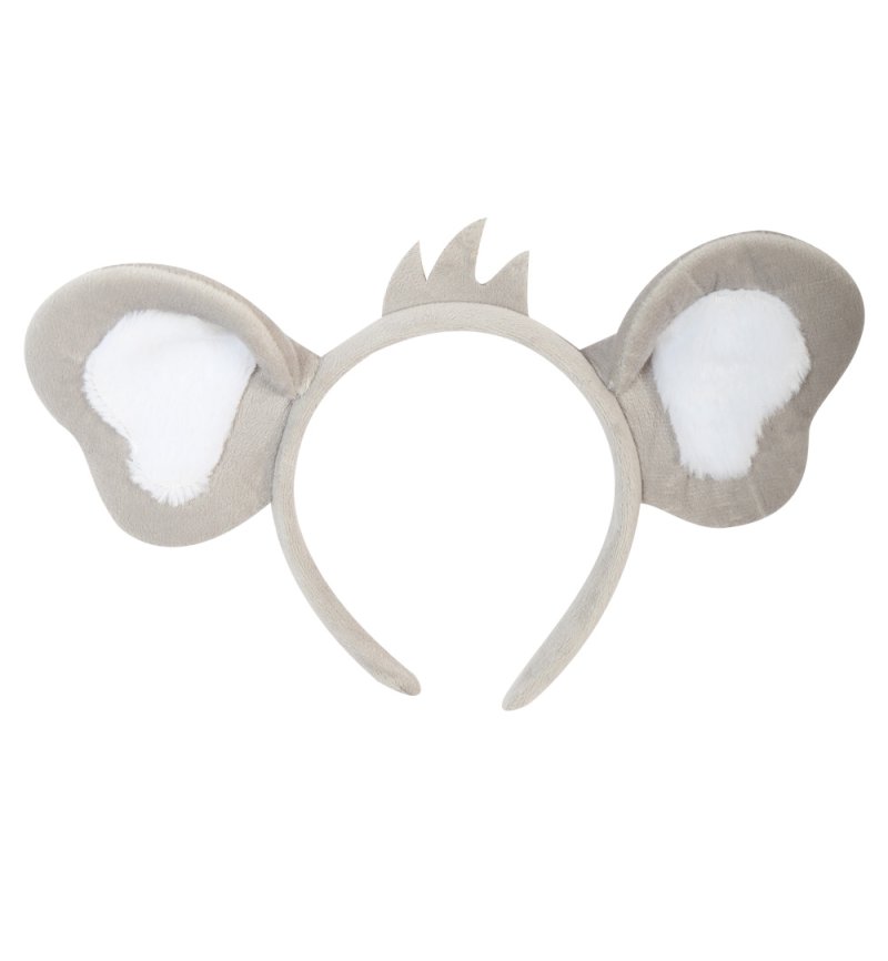 Grauer Haarreif mit Ohren Tier Kostüm Cosplay Elefant Maus Koala