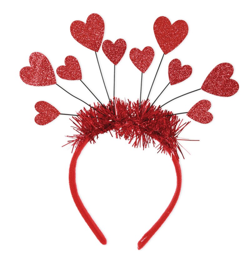 Haarreif mit Glitzer Herzen Lametta Karneval Valentinstag Amor Accsessoire Party Fotorequisite