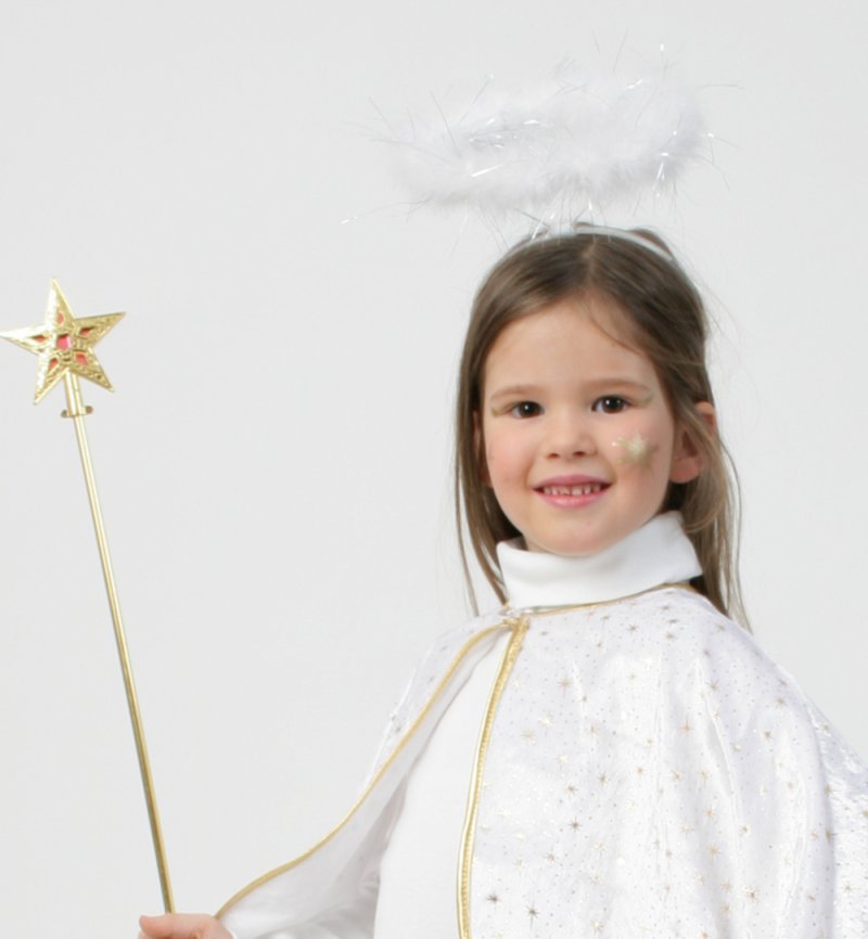 Haarreif Heiligenschein in 2 Verschiedenen Farben mit Federn Halloween Karneval Accessoire (weiß)