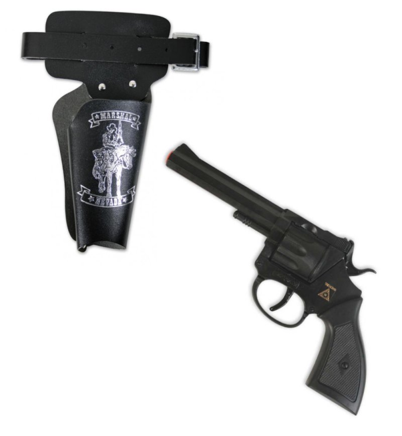 Zubehör Set für Cowboys Pistole u. Holster mit Cowboydesign für Kinder
