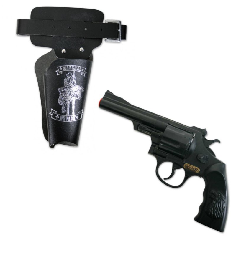 Zubehör Set für Cowboys Pistole u. Holster mit Cowboydesign für Kinder