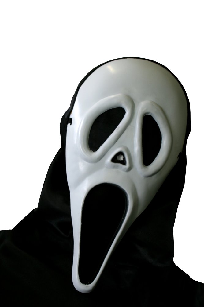 Geister-Haube, weiß - schwarz, Halbmaske, Latex, Halloween, Karneval, Mottoparty, Horror