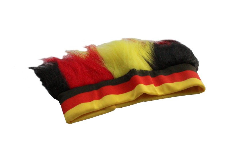 Stirnband FAN mit Haar, Accessoire Deutschland, Fußball, WM, EM, schwarz-rot-gelb