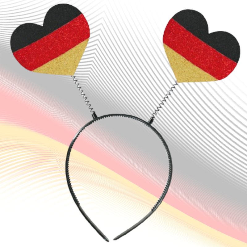 Haarreif Fan mit Herzen mit GRATIS Tattoos Fan Accessoire Deutschland
