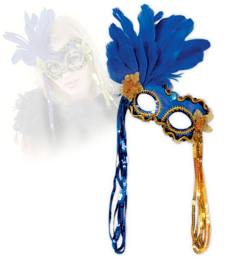 Federdomino, sortierte Farben, Pailletten, Maske, Karneval, Mottoparty, Accessoire