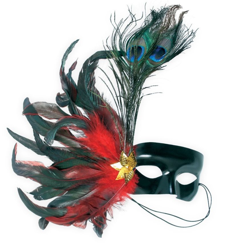 Federdomino, sortierte Motive, Maske, Karneval, Mottoparty, Accessoire