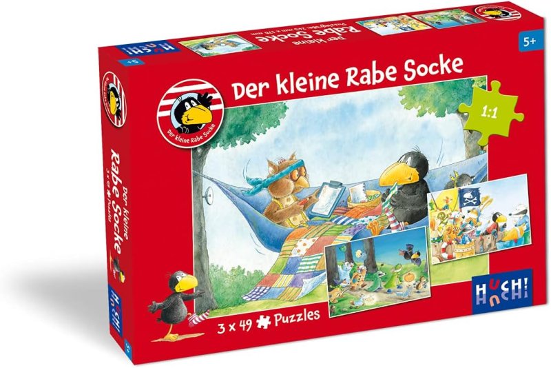 Der kleine Rabe Socke Kinderpuzzle, 3 Puzzles á 49 Teile