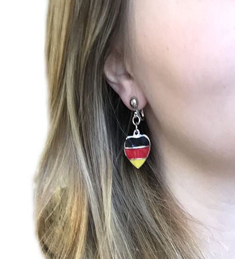 Ohrclips "FAN" Herz, Fanartikel, WM / EM, Deutschland