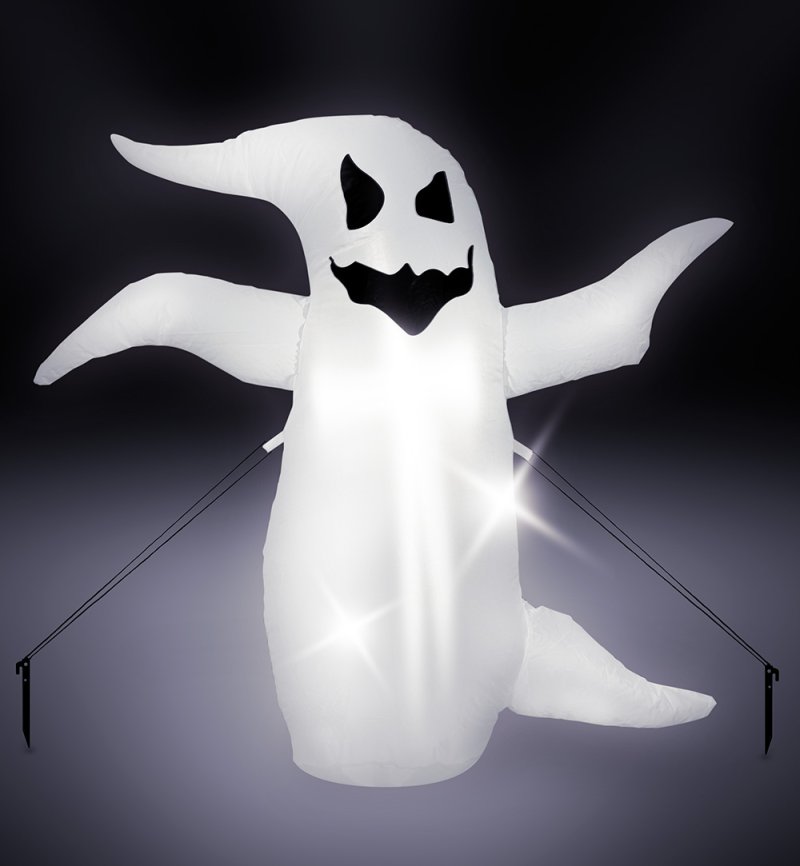 Aufblasbarer Halloween Geist mit LED – 90 cm | Leuchtende Dekofigur für Innen & Außen | Weiß mit Gruselgesicht