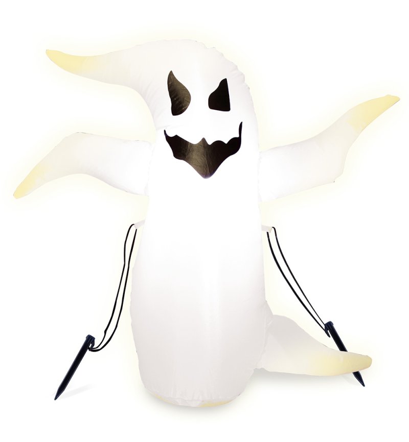Aufblasbarer Halloween Geist mit LED – 90 cm | Leuchtende Dekofigur für Innen & Außen | Weiß mit Gruselgesicht