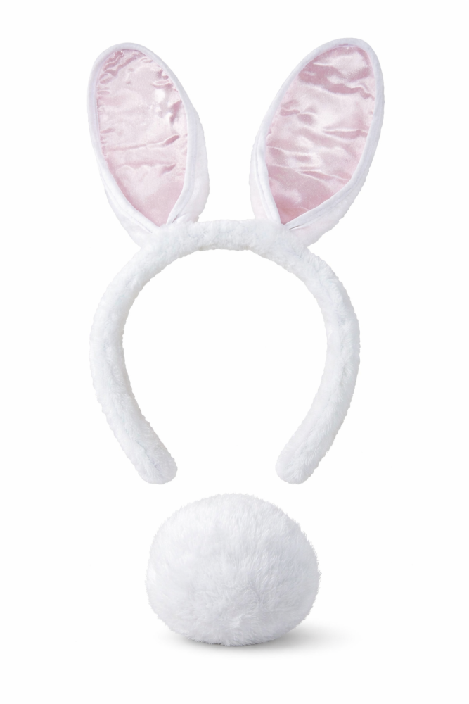 Hasen-Set, 2-tlg. (Puschel, Haarreif mit Ohren) Osterhase, Plüsch, Karneval, Ostern