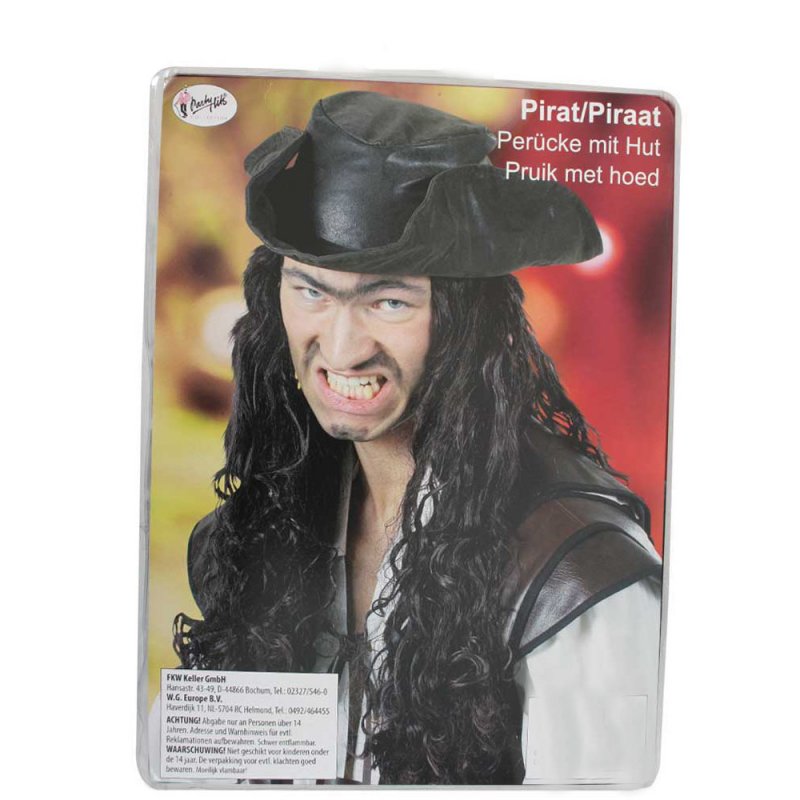 Piratenperücke mit Hut, für Erwachsene, Pirat, Seeräuber