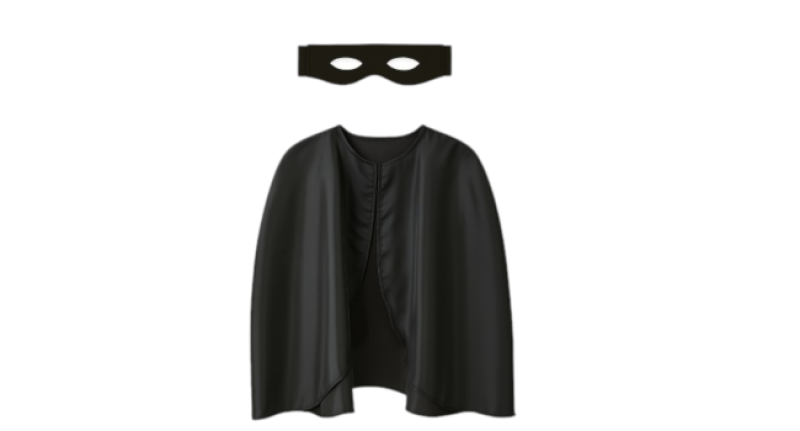 Superhelden Kostüm – Schwarzer Umhang & Maske für Jungen & Mädchen – Größen 98, 104/116, 128/140