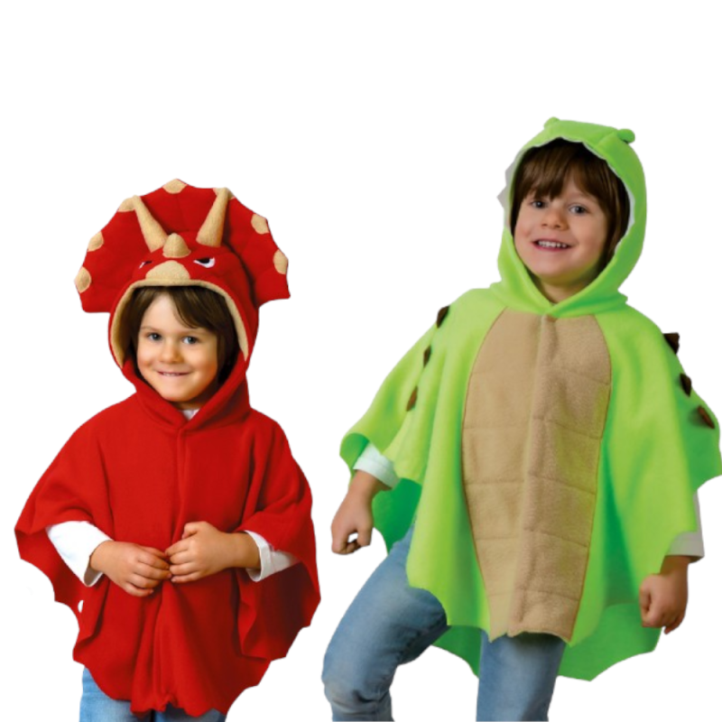 Kinder Dinosaurier Kostüme – Weicher Poncho mit Kapuze, Triceratops oder Drache – Perfekt für kreatives Spielen Überwurf Dino