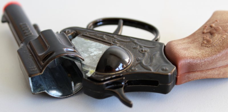 Spielzeugrevolver Sheriff Revolver Spielzeugpistole 100 Schuss, Zündplättchen Colt mit Kurzlauf, Cowboy, Ranger, Wilder Westen