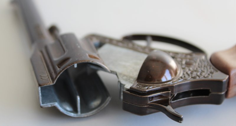 Spielzeugrevolver Sheriffrevolver Spielzeugpistole 100 Schuss, Zündplättchen Colt mit Langlauf, Cowboy, Wilder Westen