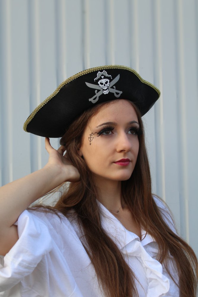Piratenhut mit Skull Seeräuber Capitan für Theater, Rollenspiele u. vieles mehr