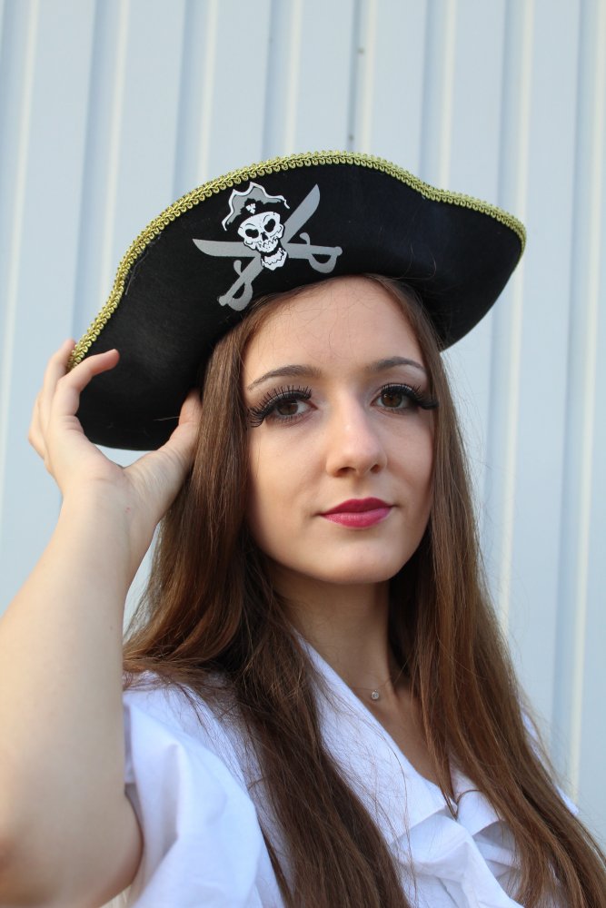 Piratenhut mit Skull Seeräuber Capitan für Theater, Rollenspiele u. vieles mehr