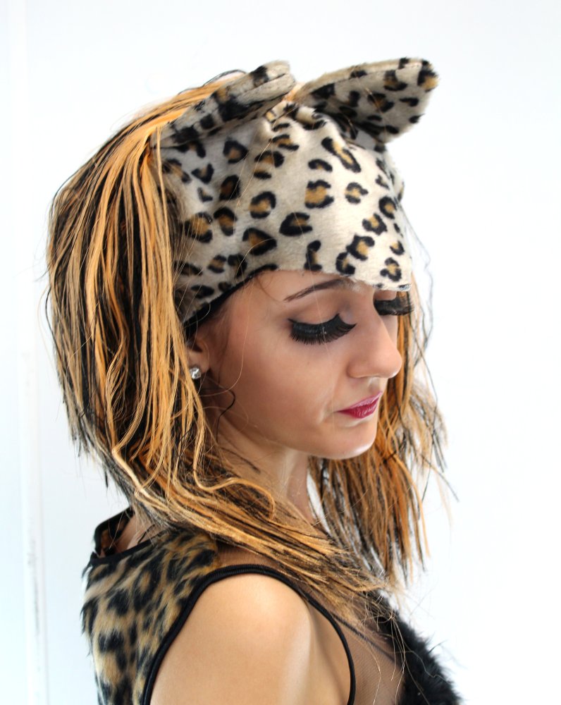 Perücke Cats Leopard Tiger Wildkatze Karneval Löwe Tierkostüm Raubkatze Raubtier Afrika