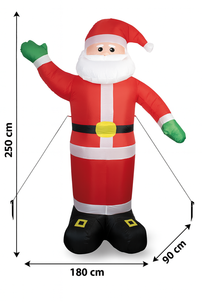 XXL Aufblasbarer Weihnachtsmann mit LED – 250 cm groß – Außen- & Innendeko Dekofigur Weihnachten