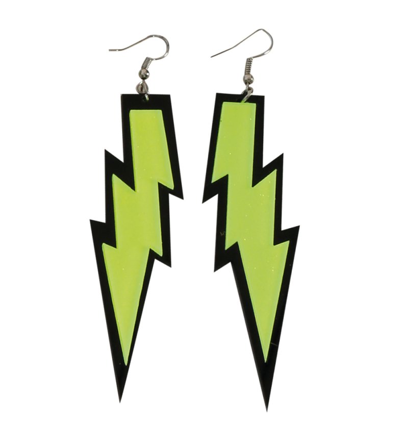 80er-Jahre-Kostüm-Zubehör-Set 6 tlg. Neon Rock Handschuhe, Ohrringe Haarreif Schleife Retro Style Bad Taste Accessoire