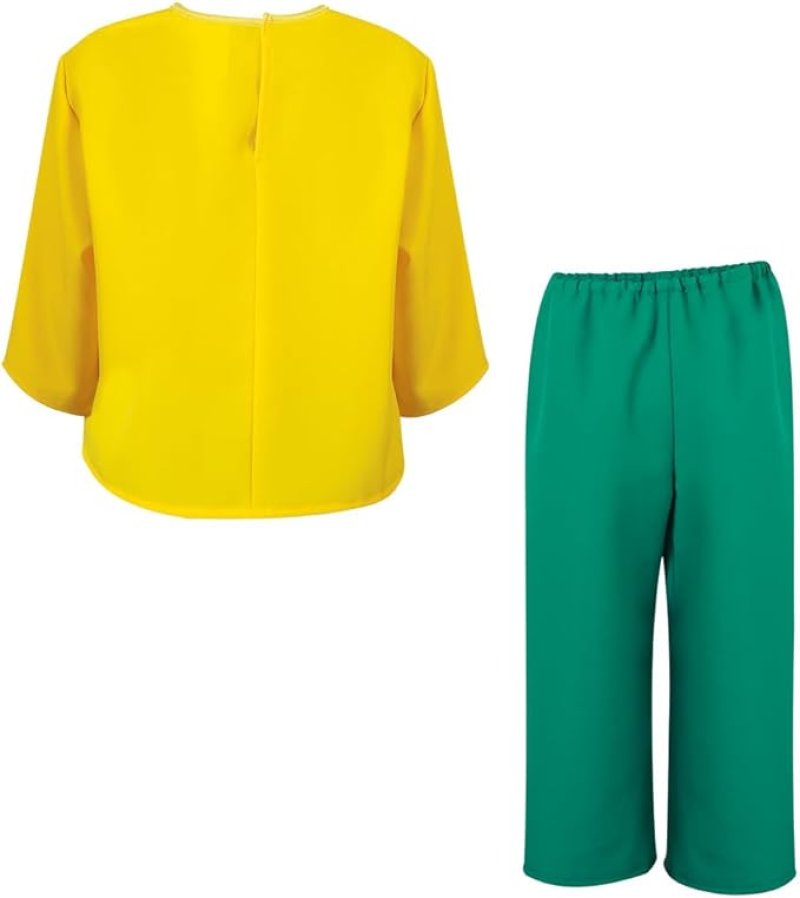 Kostüm Outfit Kobold-Kinderkostüm - 2-teiliges Set gelb grün Rundhalsausschnitt und Gummizug