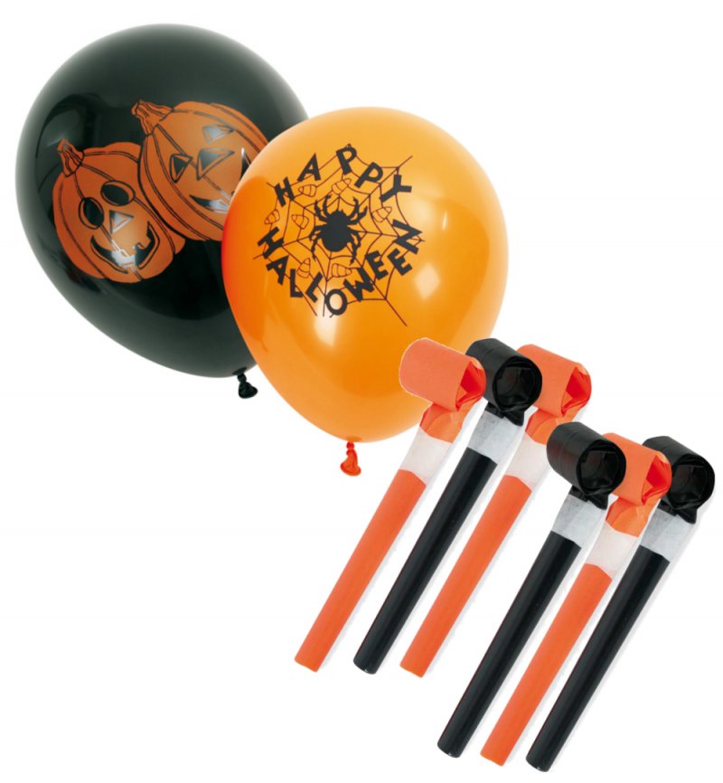 Halloween Deko-Set 10-teilig Dekoration in schwarz-orange