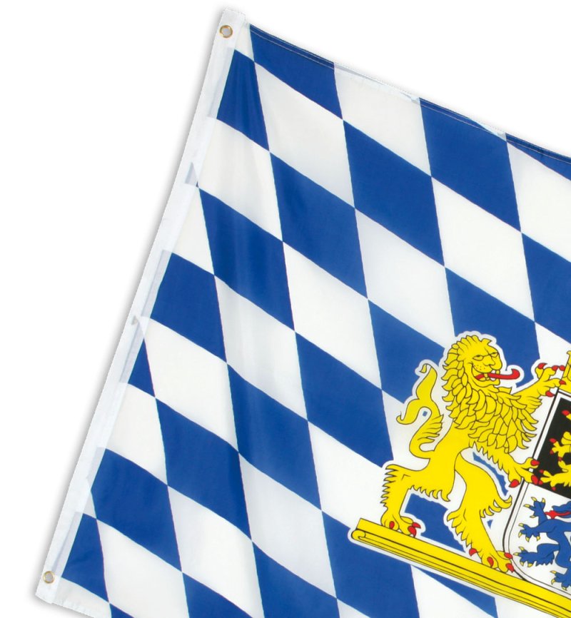 Detailansicht der Bayern Fahne mit blau-weißem Rautenmuster