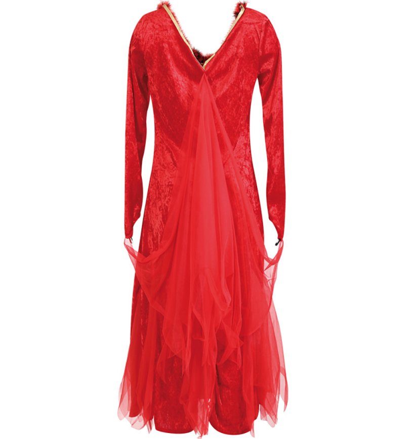Rotes Damen-Teufelskostüm mit langen transparenten Schleiern