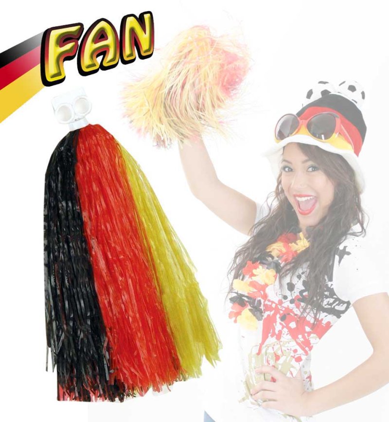 Deutschland Cheerleader Pompon in Schwarz-Rot-Gold für Fußballfans