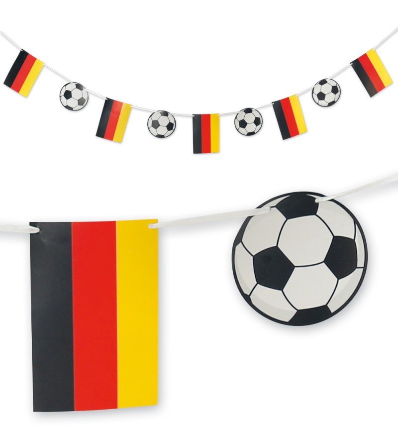 Deutschland Fan-Girlande 2,5 Meter mit Flaggen- und Fußballmotiven