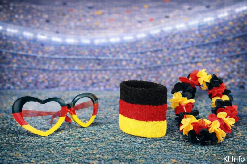 3-teiliges Deutschland Fan-Set mit Herzbrille, Schweißband und Blumenkette