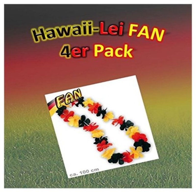 Deutschland Hawaii Ketten 4er Pack in Schwarz-Rot-Gold für Fußballfans