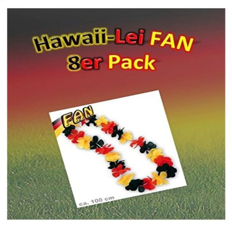 Deutschland Hawaii Ketten 8er Pack in Schwarz-Rot-Gold für Fußballfans