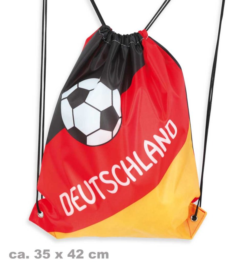 Deutschland Turnbeutel mit Kordelzug und Fußballmotiv in Schwarz-Rot-Gold