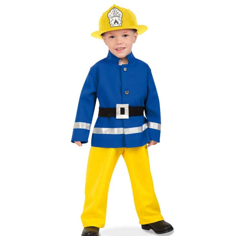 4-teiliges Feuerwehrmann Kostüm-Set für Kinder mit Jacke, Hose, Gürtel und Helm