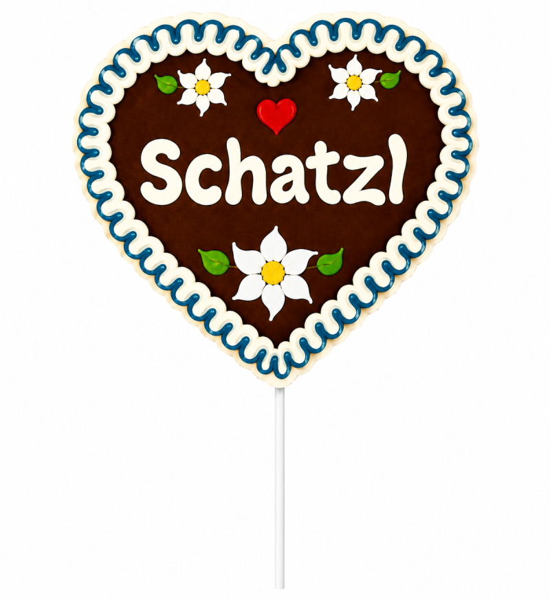 Fotobox Prop Lebkuchenherz mit Schriftzug Schatzl