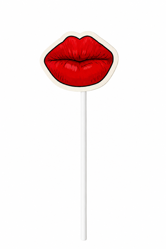 Fotobox Prop rote Lippen am Stab
