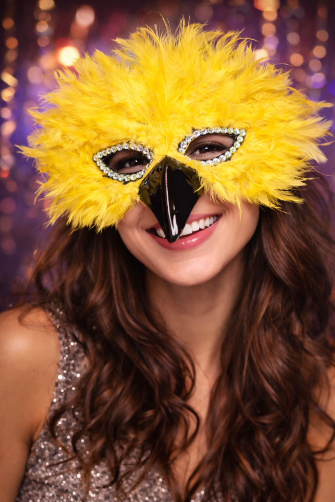 Federdomino, Vogelmaske, sortierte Farben, Maske, Karneval, Mottoparty, Accessoire