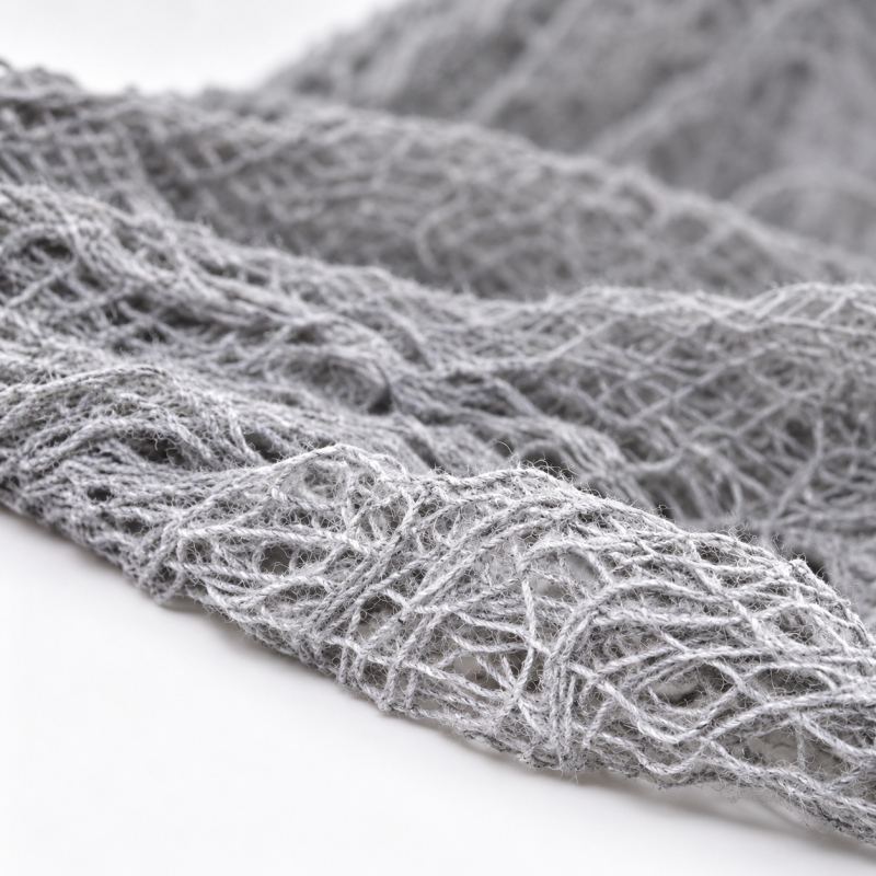 Detailaufnahme des grauen Halloween Dekostoffs aus Polyester