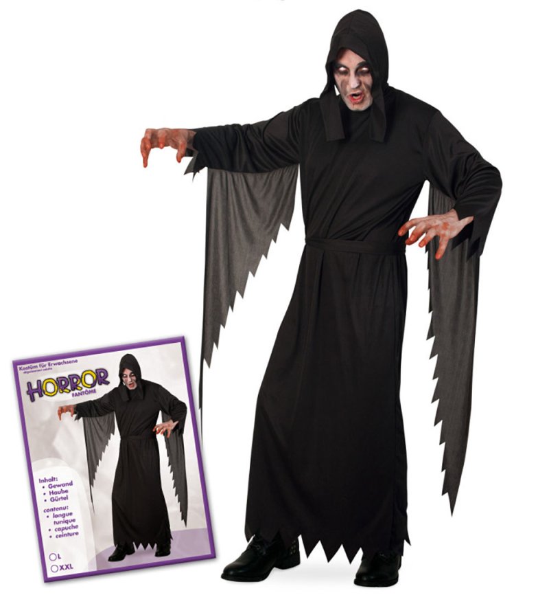 Horror Fantom Gruselgewand mit Haube und Gürtel für Halloween