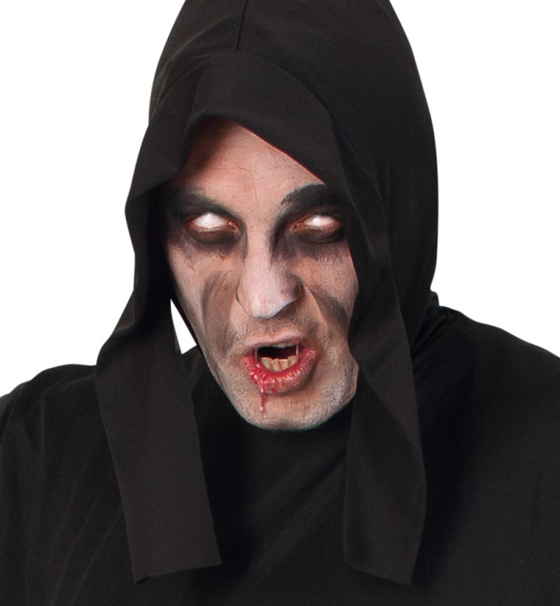 Detailansicht der schwarzen Haube des Horror Fantom Kostüms