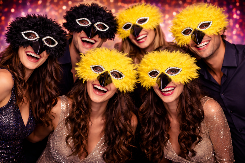 Federdomino, Vogelmaske, sortierte Farben, Maske, Karneval, Mottoparty, Accessoire