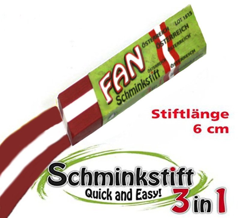 Österreich Schminkstift 3-in-1 in Rot-Weiß-Rot für Fans und Sportevents