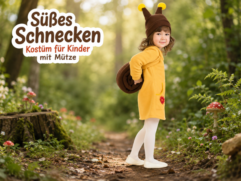 Süßes Schneckenkostüm für Kinder mit Mütze und abnehmbarem Schneckenhaus