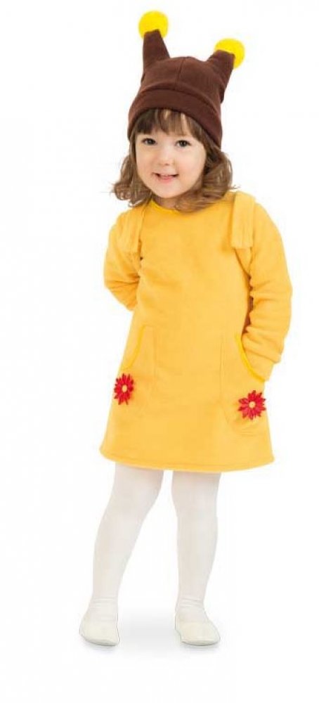 Schneckenkostüm für Mädchen mit gelbem Kleid und Mütze mit Fühlern