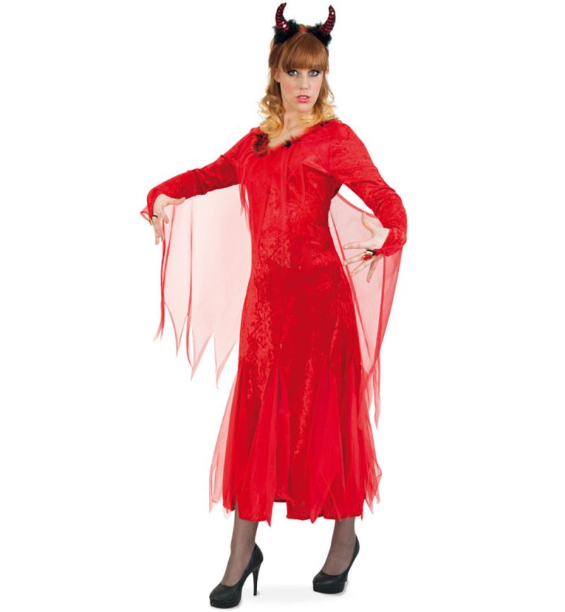 Damenkleid Teufelchen mit transparentem Schleier am Rücken