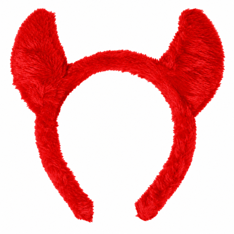 Roter Plüsch-Haarreif mit zwei Teufelshörnern für Halloween und Karneval