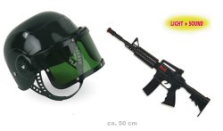 Action-Set Polizei, Sondereinsatzkommando, Helm und Spielzeuggewehr für Kinder